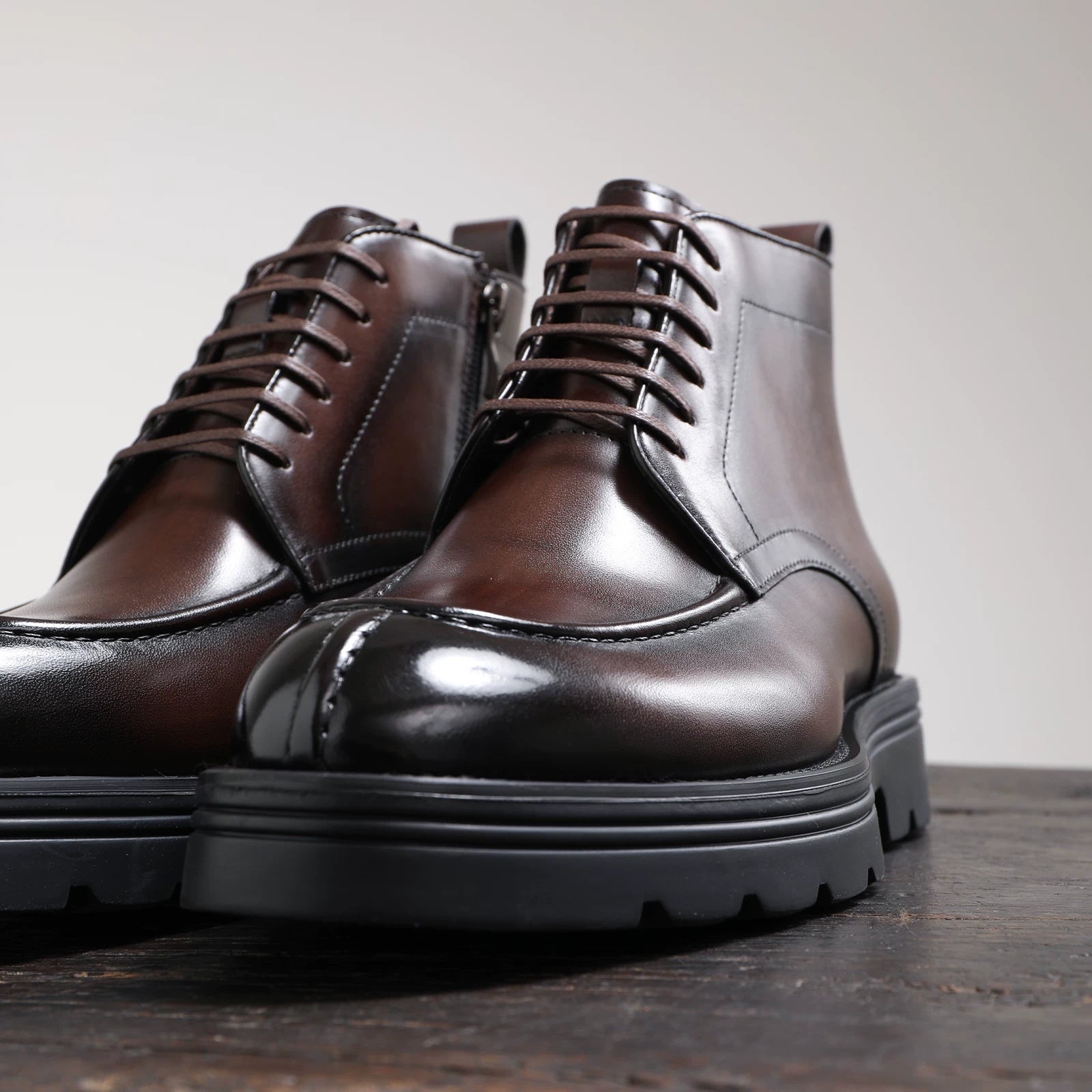 Men's Genuine Leather Martin Boots, Thick Sole, Round Toe