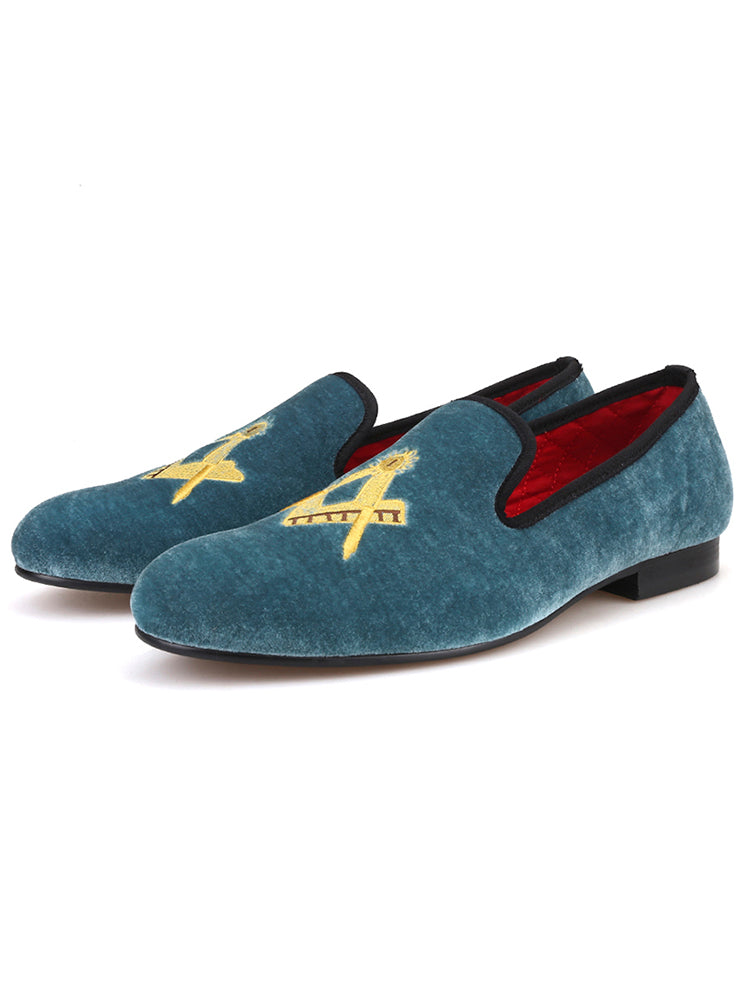 Piergitar classic men's wedding shoes big brand embroidered velvet loafers European and American casual smoking shoes
