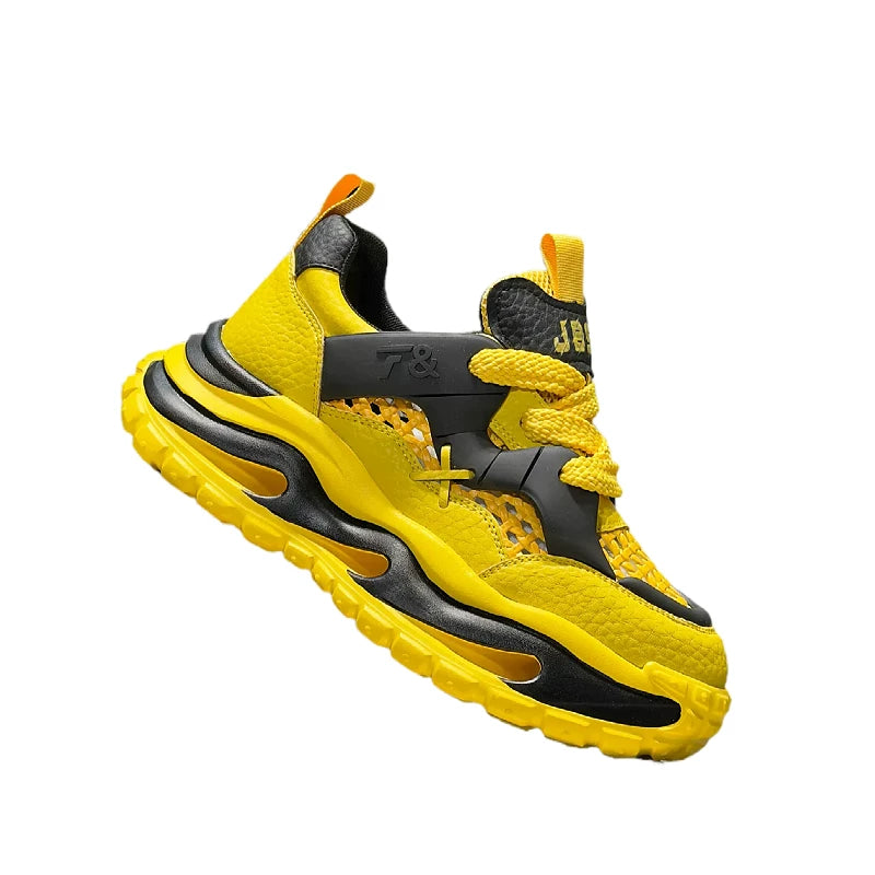 Men's Platform Breathable Cut-Out Outdoor Trendy Chunky Dad Sneakers Summer