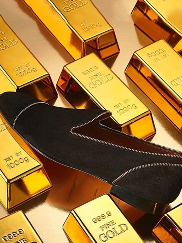 New men's handmade velvet loafers with exquisite zipper design European and American classic slip-on smoking shoes large size