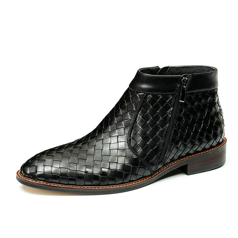 Men's Genuine Leather Martin Boots, Woven, British Style