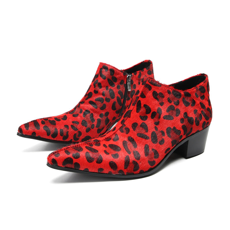 Men's Red Leather Casual Shoes – Pointed Toe, Business – Style 13