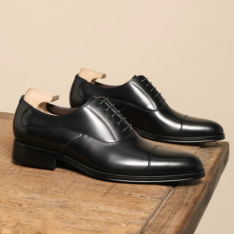 Men's Genuine Leather Oxford Shoes, Handmade, British Style