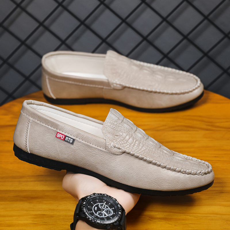 Korean version of summer 2024 new one-pedal casual trend crocodile pattern beanie shoes men's versatile lazy loafers
