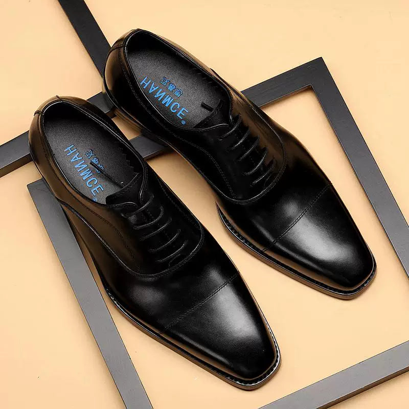 Men's Genuine Leather Oxford Shoes, Handmade, Square Toe