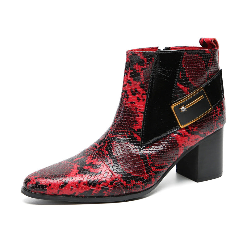 Men's Red Leather Chelsea Boots – Pointed Toe, British Style