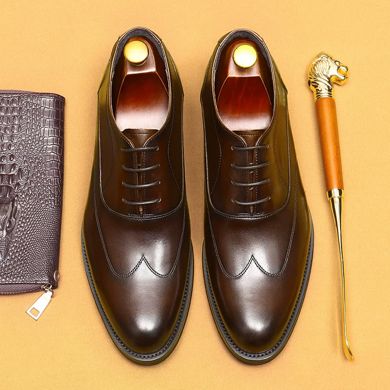 Men's Genuine Leather Leather Shoes, Height Increasing, Business