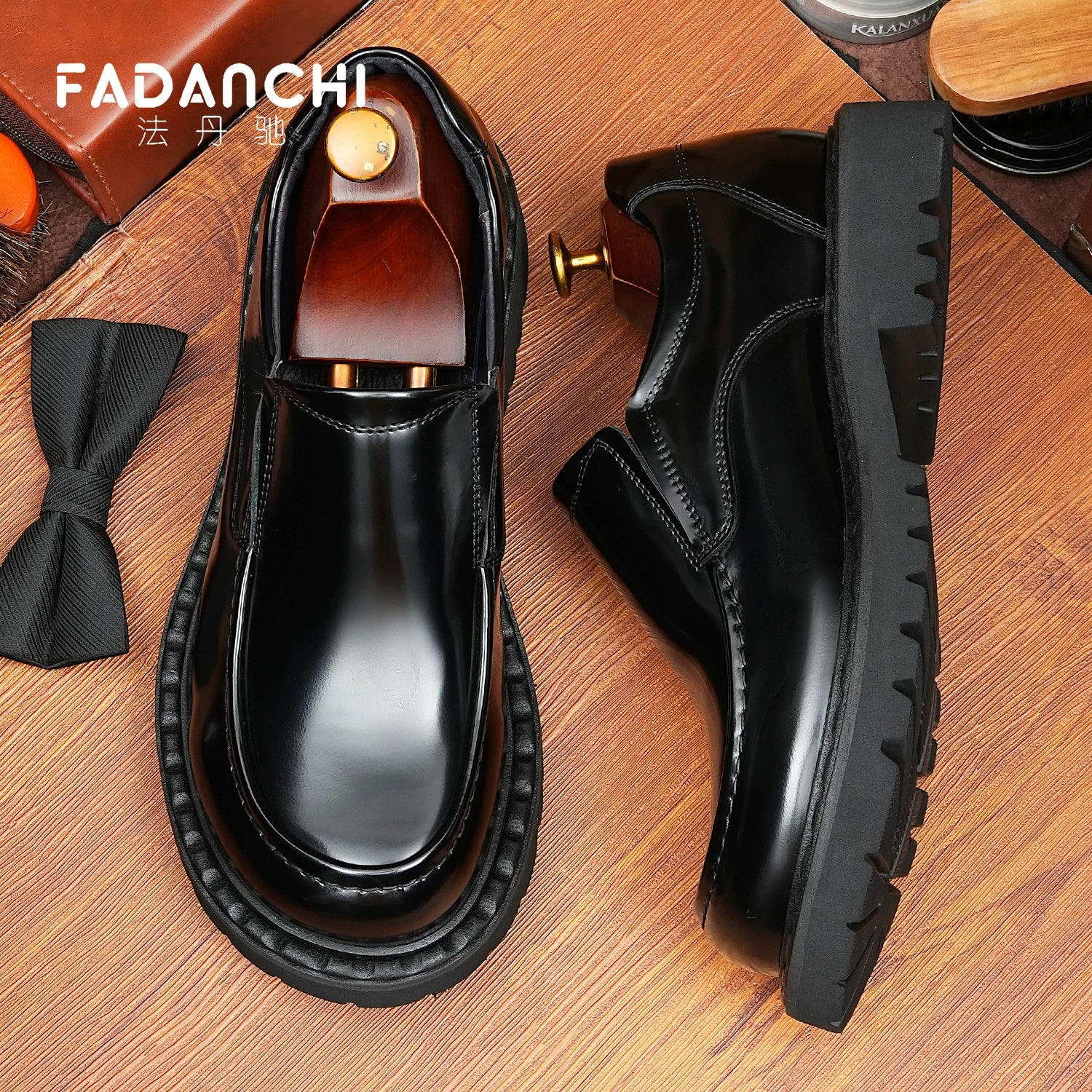 Men's Genuine Leather Loafers, Patent Leather, Slip-On