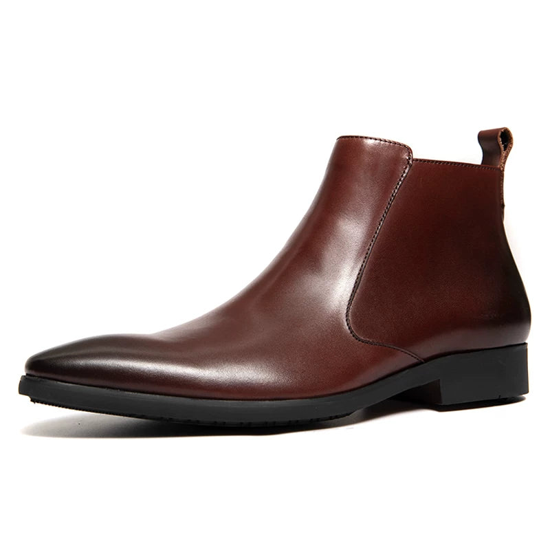 Men's Genuine Leather Martin Boots, Pointed Toe, British Style