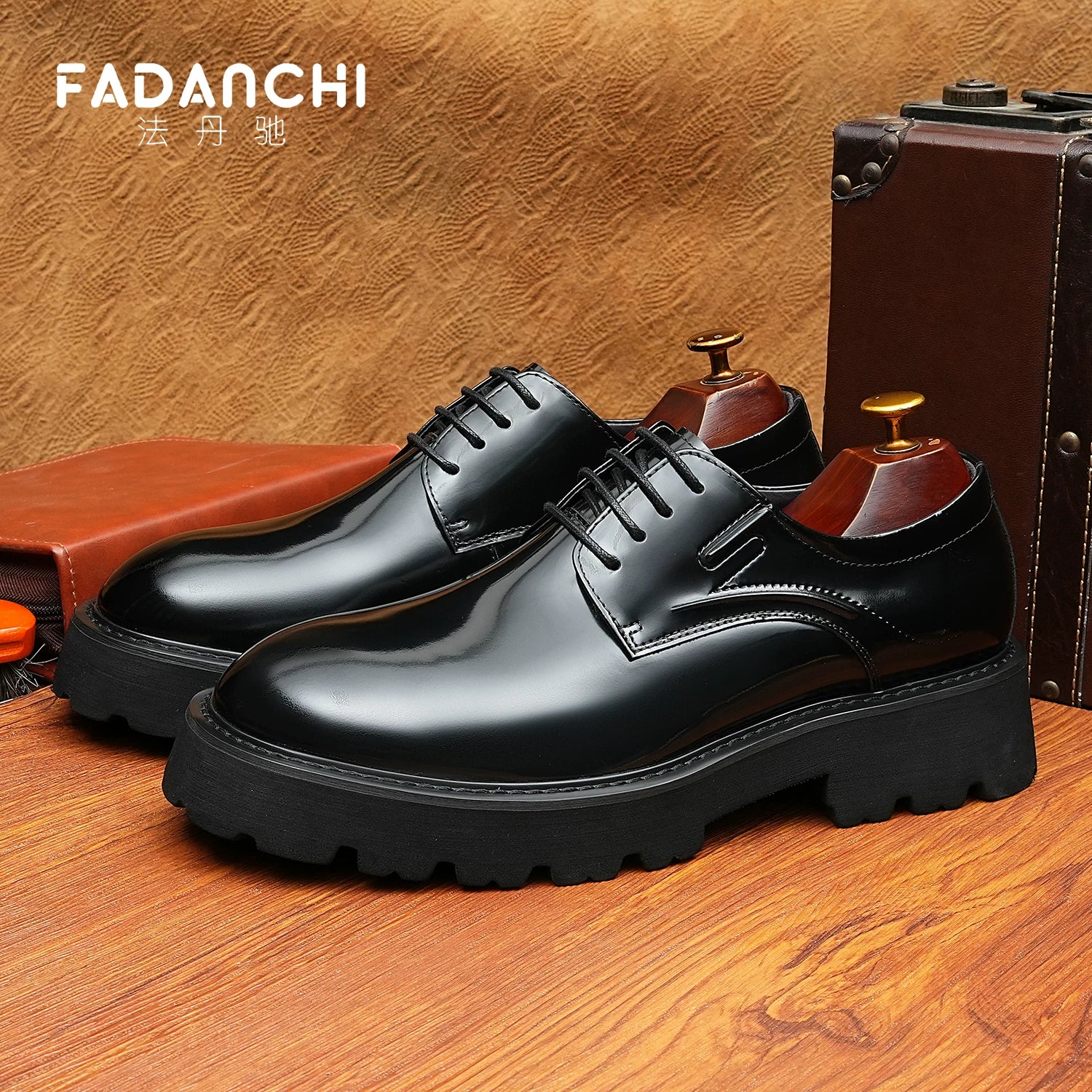 Men's Derby Shoes, Height Increasing, Thick Sole