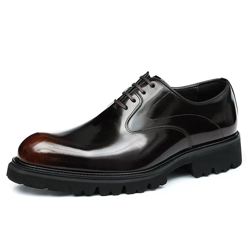 Men's Genuine Leather Oxford Shoes, Height Increasing, Thick Sole