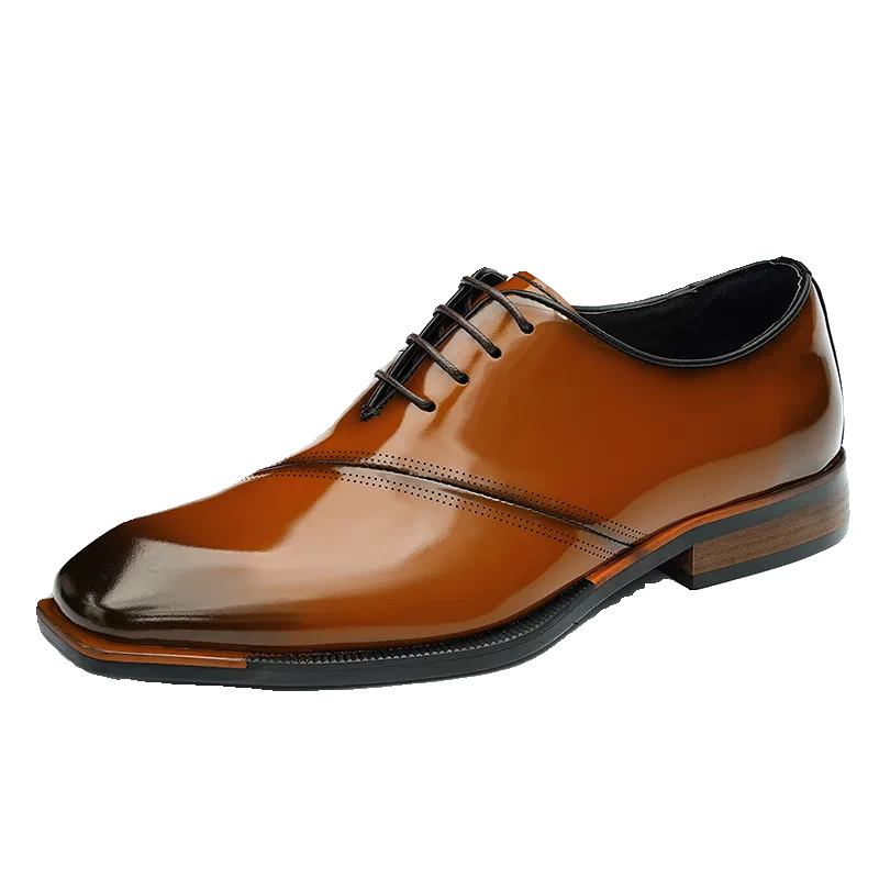 Men's Brown Genuine Leather Leather Shoes, Patent Leather, Glossy