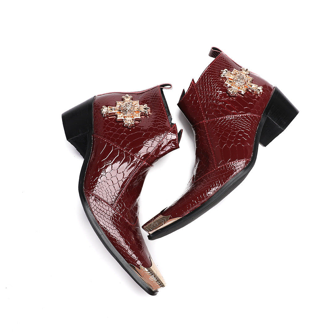 Men's Red Leather Martin Boots – British Style
