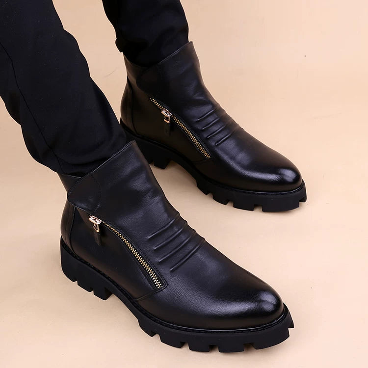 Men's Martin Boots, Height Increasing, Pointed Toe