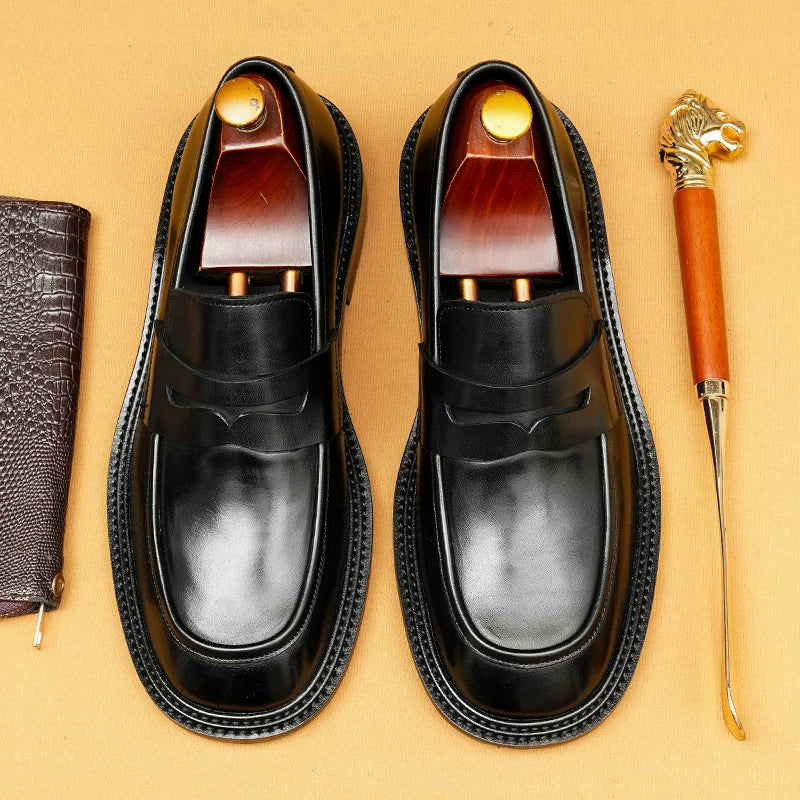 Men's Genuine Leather Loafers, Breathable, Slip-On