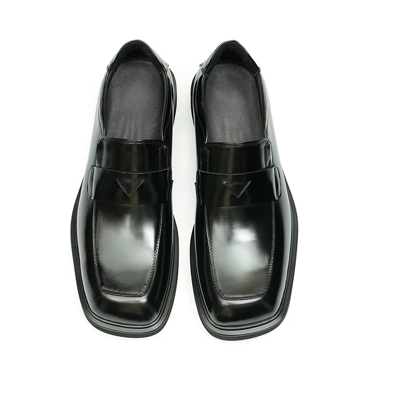 Men's Genuine Leather Loafers, Square Toe, Slip-On