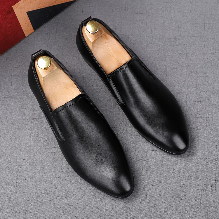 Men's White Loafers, Height Increasing, Pointed Toe
