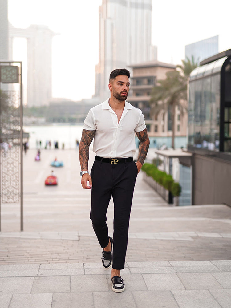 European and American style classic matching upper material imported black velvet men's belt stainless steel buckle cowhide lining