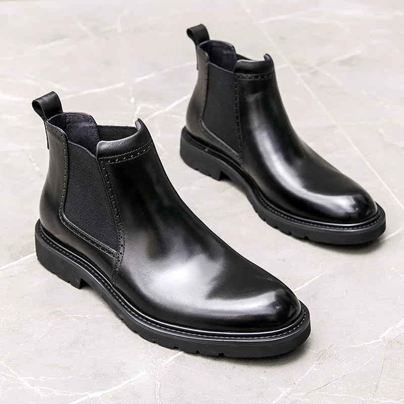 Men's Genuine Leather Chelsea Boots, British Style, Business
