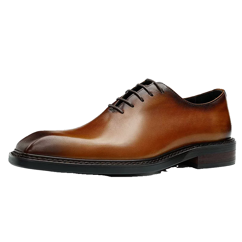 Men's Genuine Leather Formal Shoes, Breathable, Square Toe