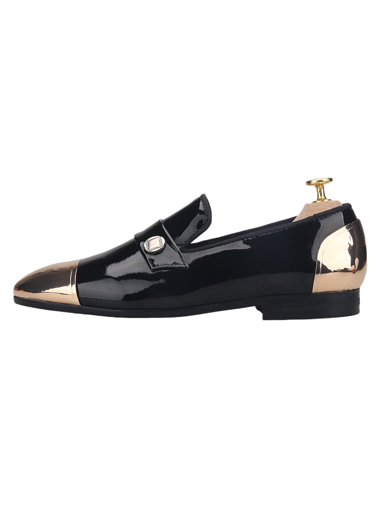 New Patent Leather Men's Slip-on Loafers Metal Buckle Wedding Banquet Party Slip-On Formal Penny Shoes for Men