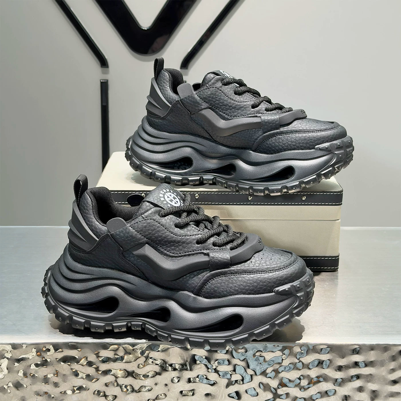 Men's Height-Increasing Platform Plus Size Trendy Chunky Dad Sneakers