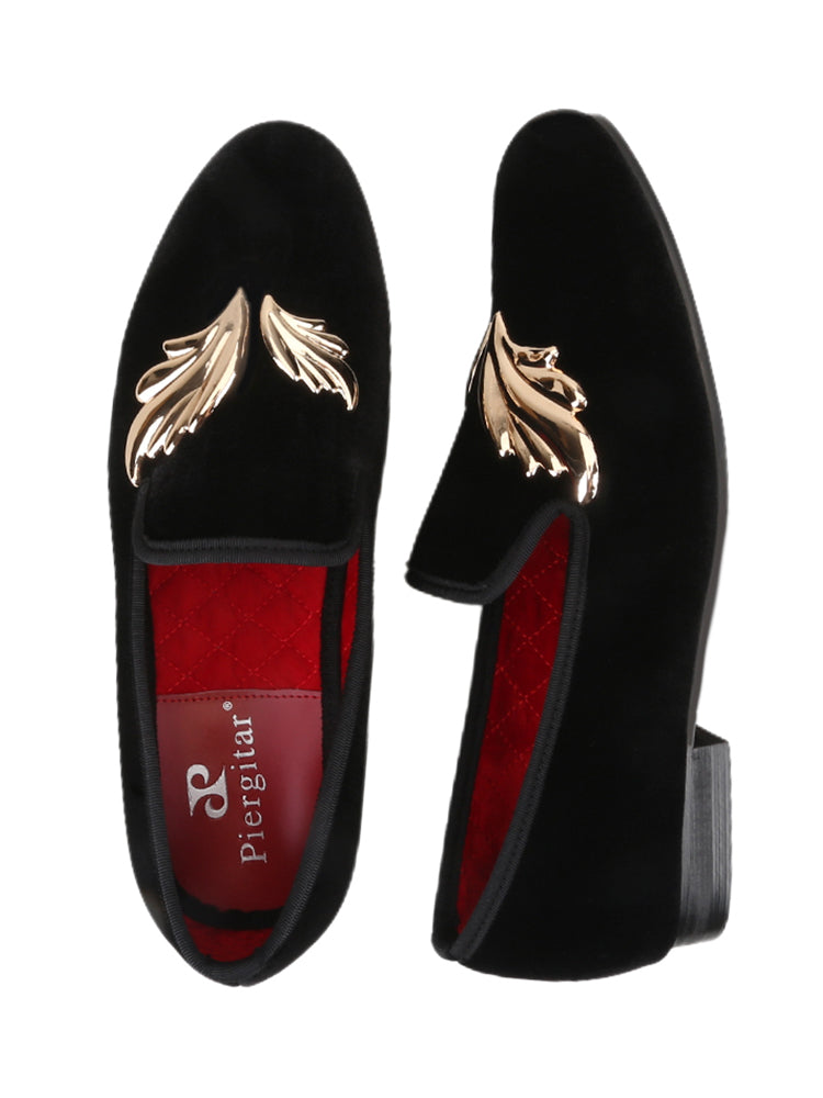 Custom-ordered wing metal buckle men's loafers, luxury and trendy big-name GZ same style fashion velvet shoes for men, trendy and versatile