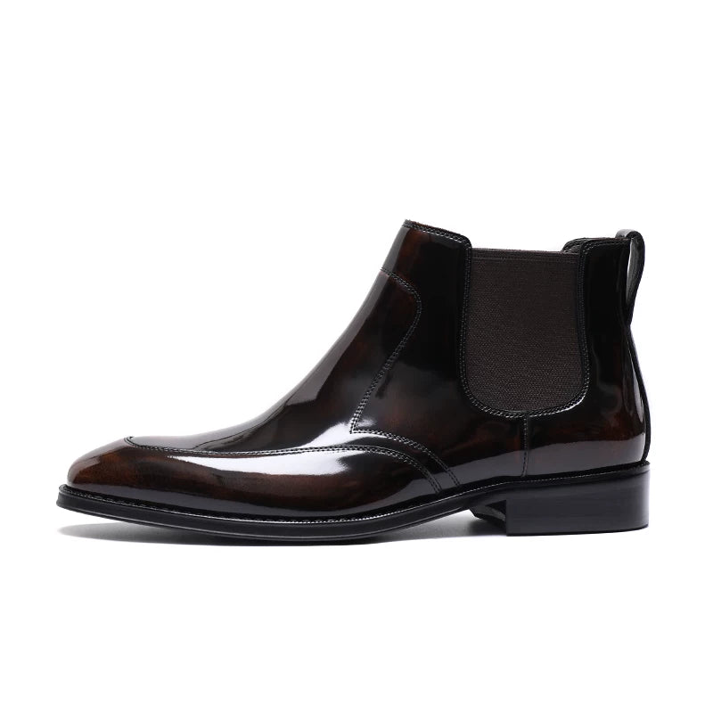 Men's Genuine Leather Chelsea Boots, Square Toe, British Style