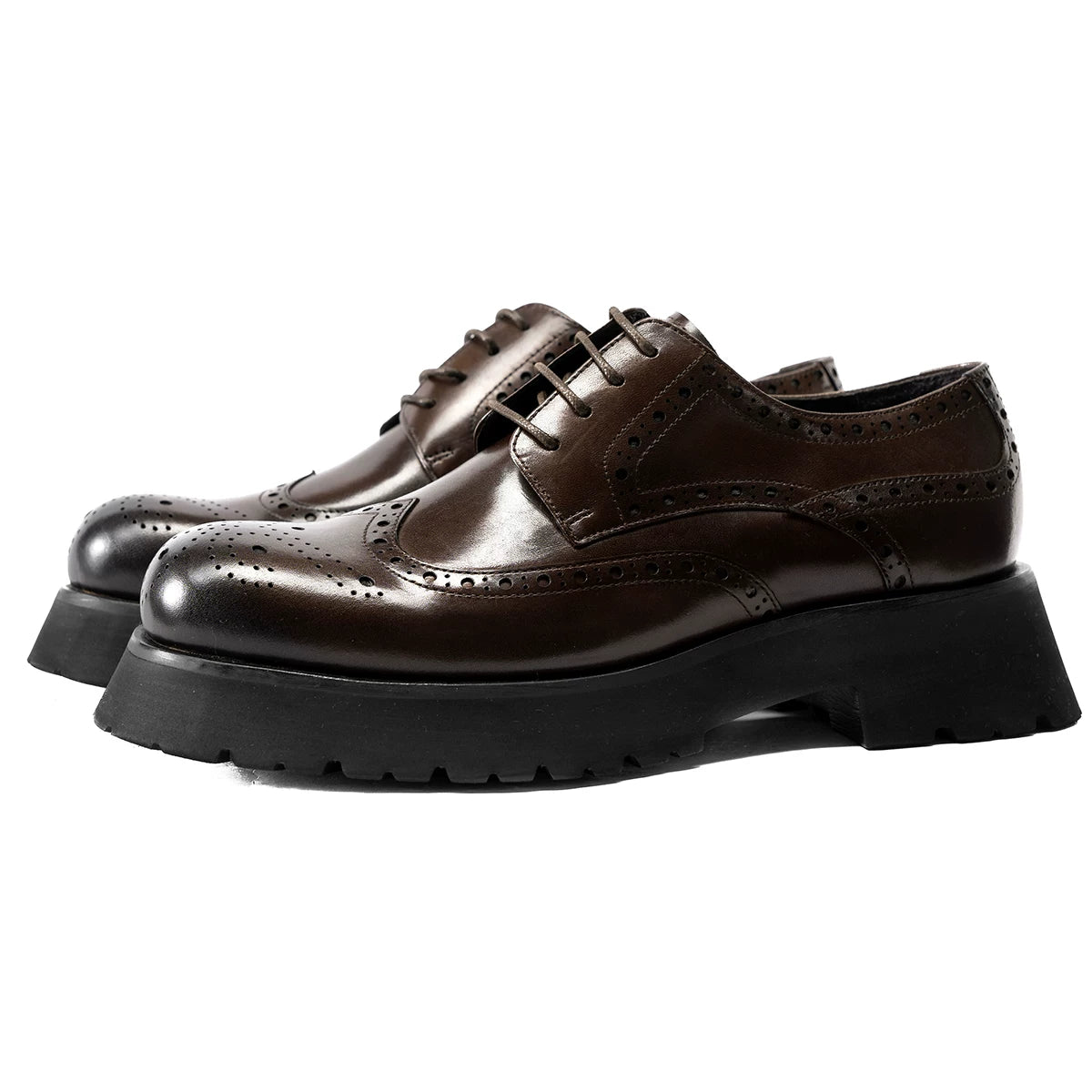 Men's Genuine Leather Derby Shoes, Height Increasing, Thick Sole