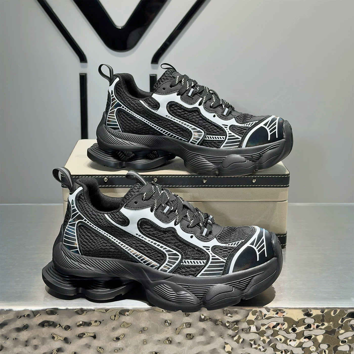 Men's Platform Breathable Mesh Chunky Dad Sneakers Summer New