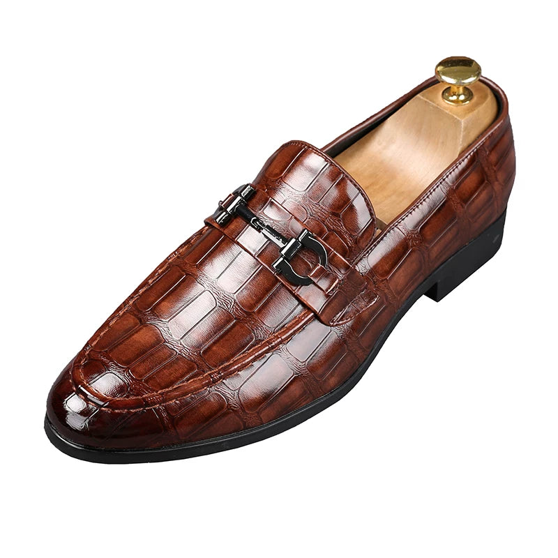 Men's Brown Loafers, Height Increasing, Pointed Toe