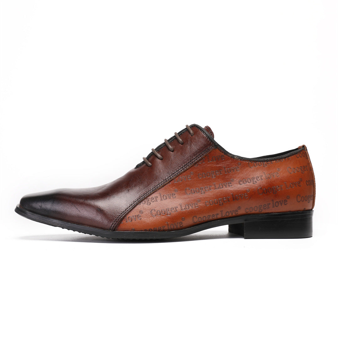 Men's Brown Leather Derby Formal Shoes – Pointed Toe, Business