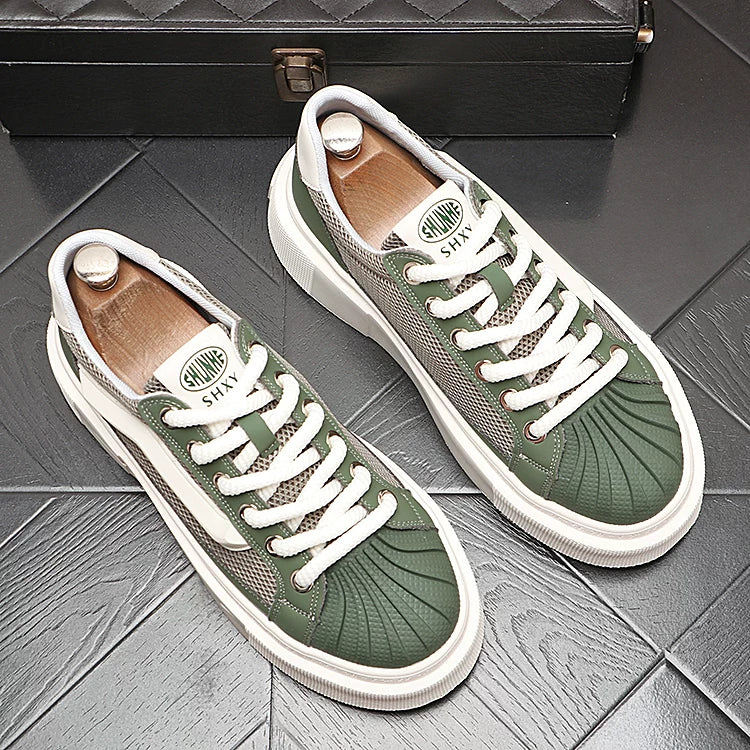 Men's Platform Breathable Mesh Low-Top Shell-Toe Skate Shoes Summer New