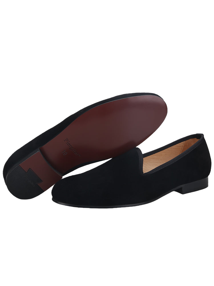 British style classic men's yuppie shoes suede nubuck leather slip-on smoking shoes versatile trendy loafers