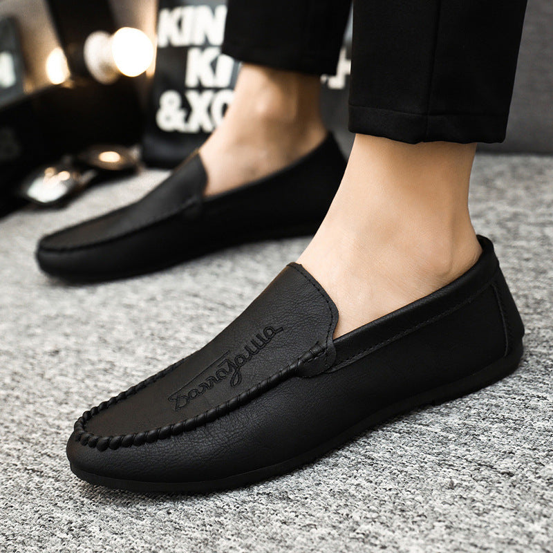 Lazy black spirit guy shoes business fashion soft surface breathable British style loafer beanie shoes platform Internet celebrity