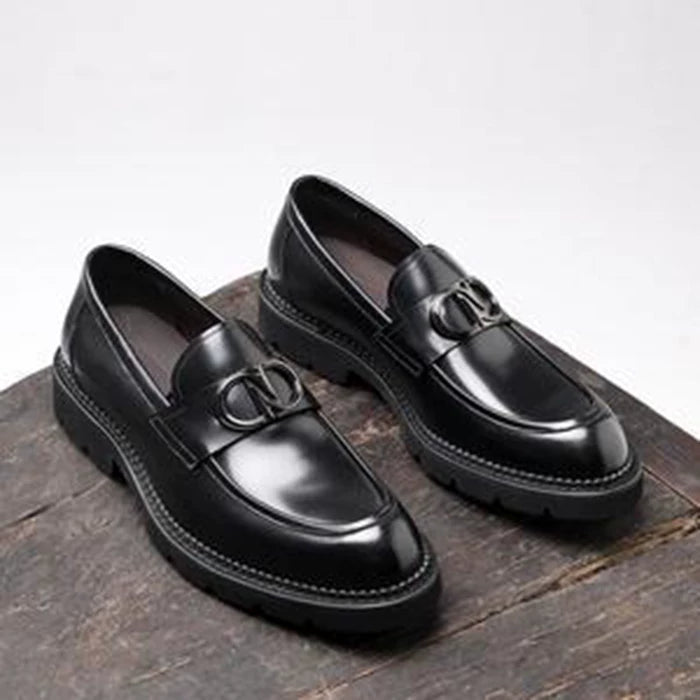Men's Genuine Leather Loafers, Thick Sole, Breathable