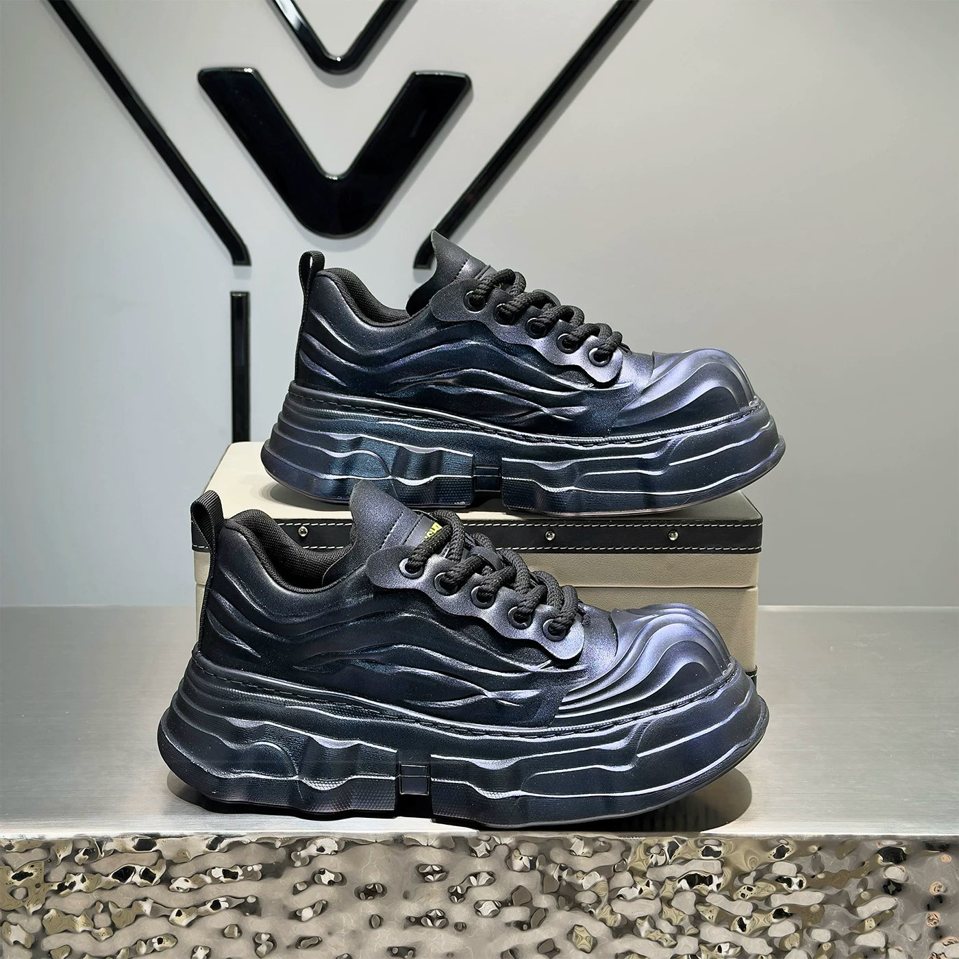 Men's Height-Increasing Platform Breathable Big-Toe Trendy Chunky Dad Sneakers