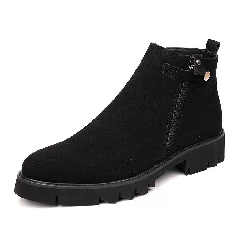 Men's Suede Martin Boots, Height Increasing, Thick Sole