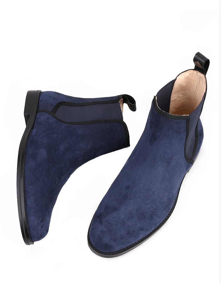 Piergitar's new spring and autumn men's cow suede trendy boots British style classic handmade Chelsea short boots