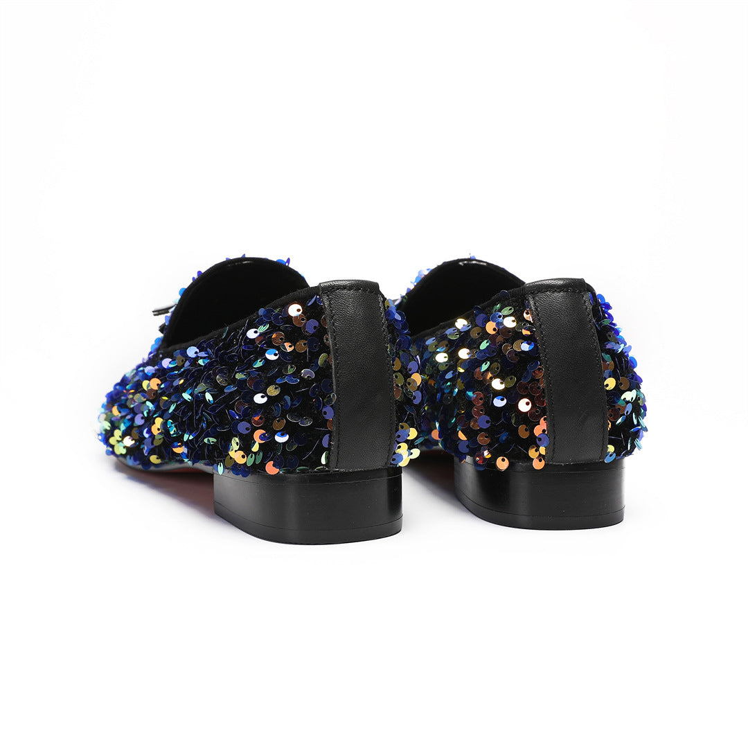 Men's Leather Casual Shoes – Rhinestone Detail – Style 84