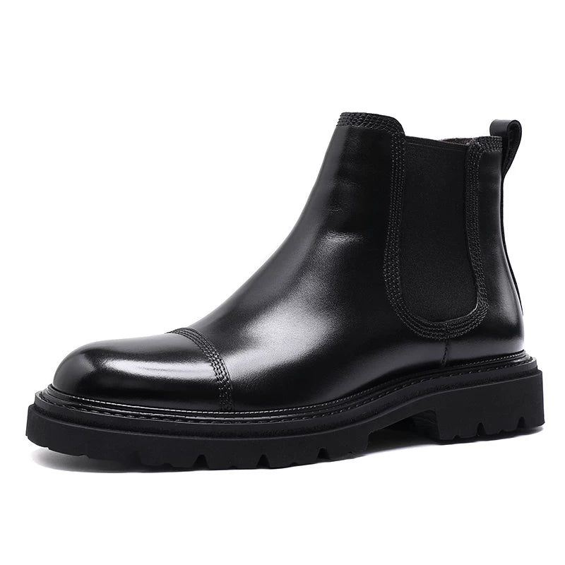 Men's Genuine Leather Chelsea Boots, Thick Sole, Handmade