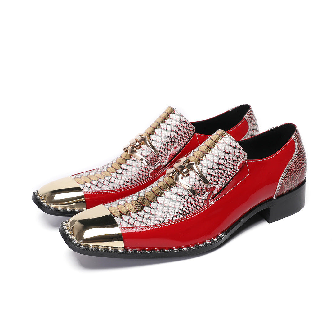 Men's Red Genuine Leather Casual Shoes