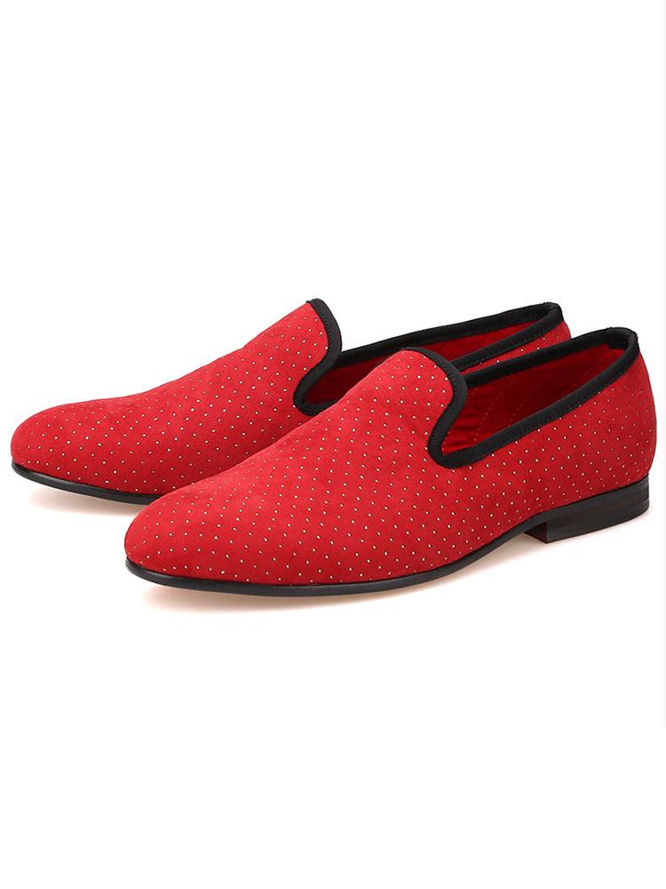 Bronzing men's cloth shoes gold dot slip-on loafers European and American celebrity style men's shoes trendy British style large size smoking shoes