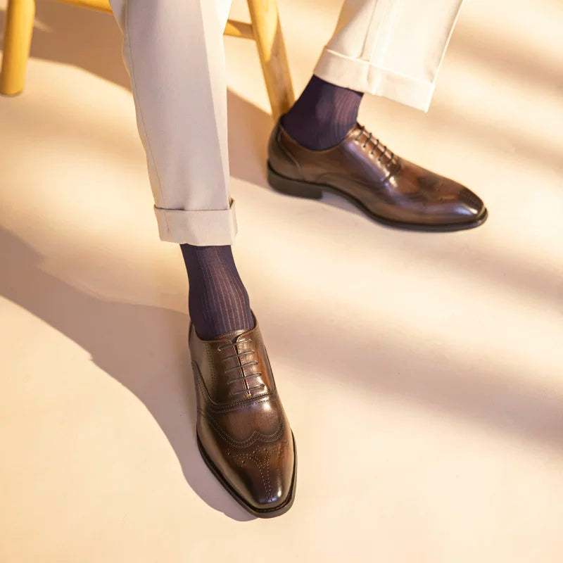 Men's Brown Leather Shoes, British Style, Business