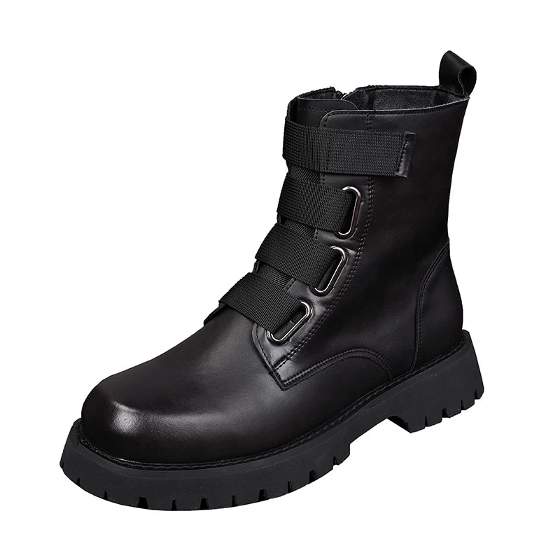 Men's Genuine Leather Martin Boots, Height Increasing, Thick Sole