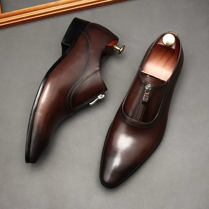 Men's Genuine Leather Wedding Shoes, Pointed Toe, British Style