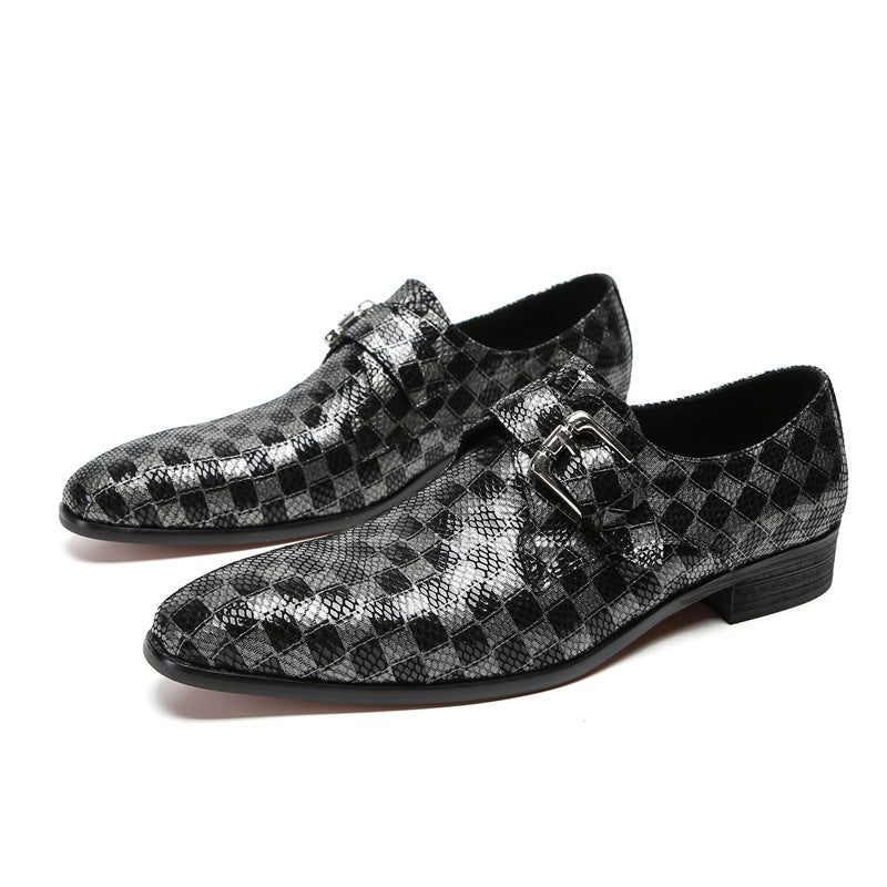 Leather shoes men's business dress casual cowhide British suit leather shoes wedding shoes men's trendy glossy leather single shoes