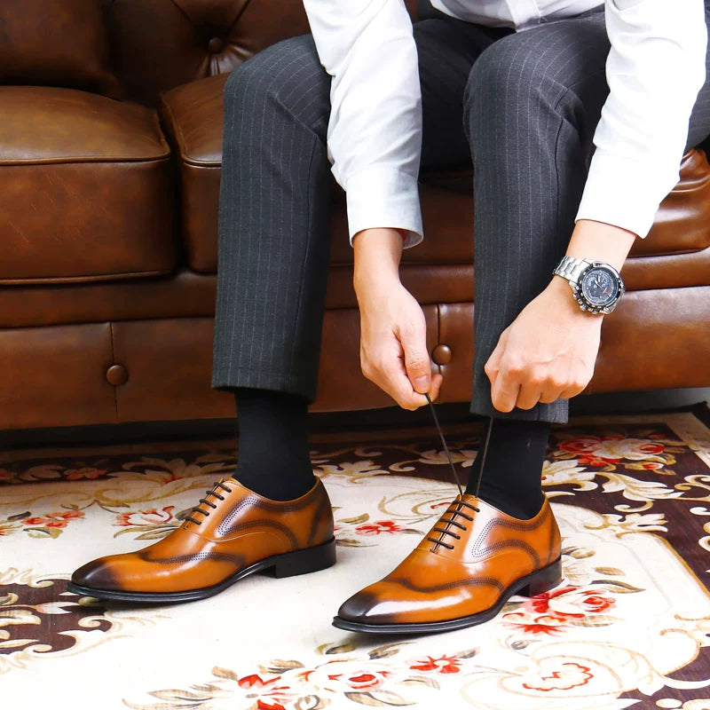 Men's Brown Oxford Shoes, British Style, Vintage