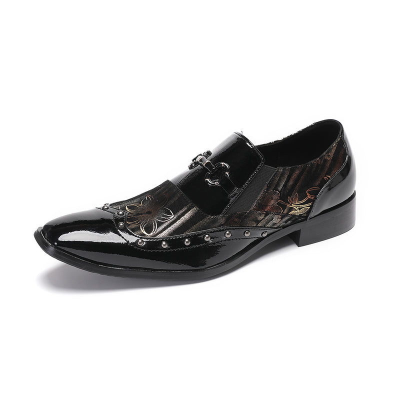Men's Leather Casual Shoes, Rhinestone Detail, Handmade, Style 37