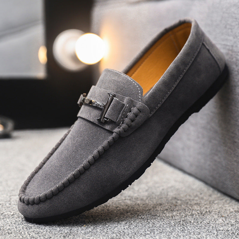 Loafers single shoes low top round head lazy shoes men's 2024 comfortable handmade leather shoes soft sole casual one pedal